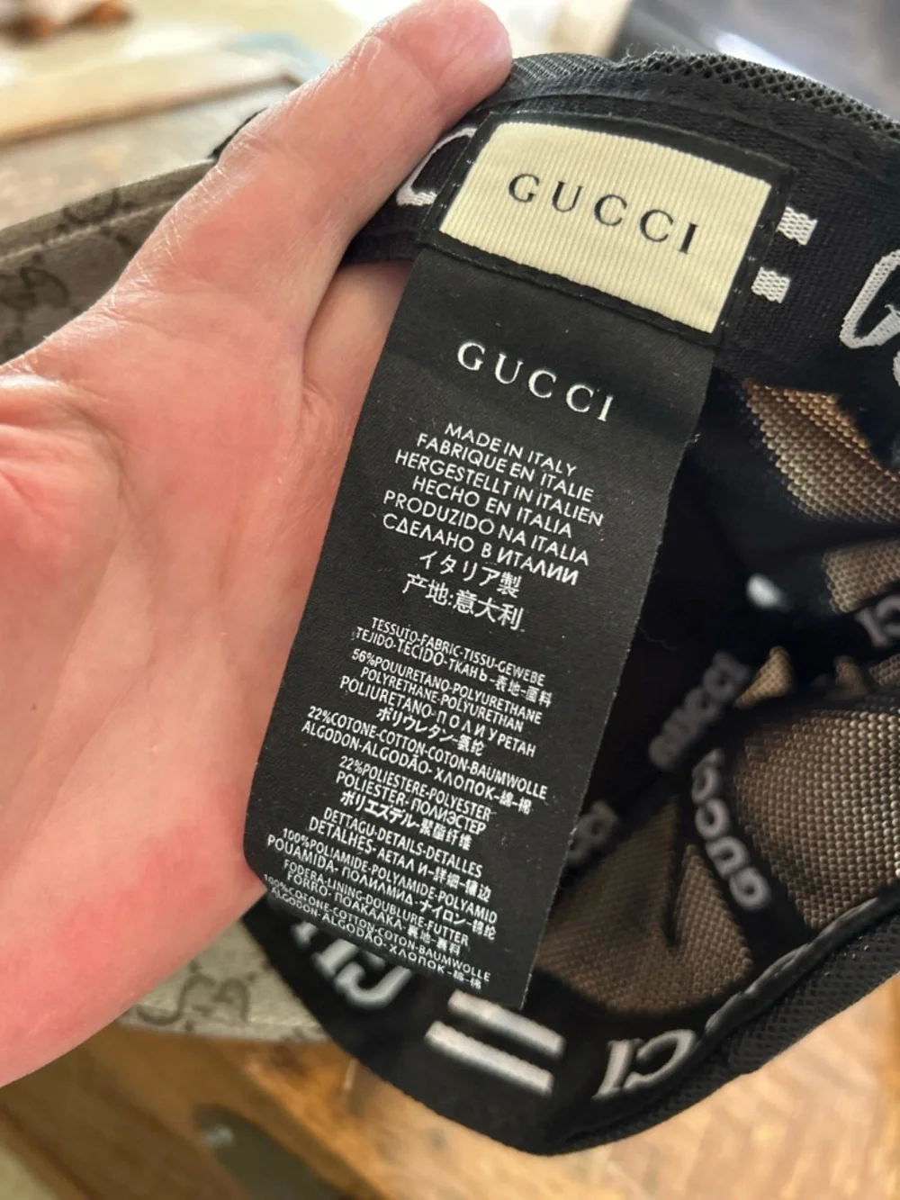 Gucci Beige GG Monogram Tiger Patch Trucker Cap - Picture 13 of 14